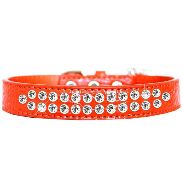 Pet Pal Two Row Clear Jewel Croc Dog CollarOrange Size 14 PE833640